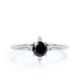 5 Stone Round Cut Black And White Diamond Engagement Ring