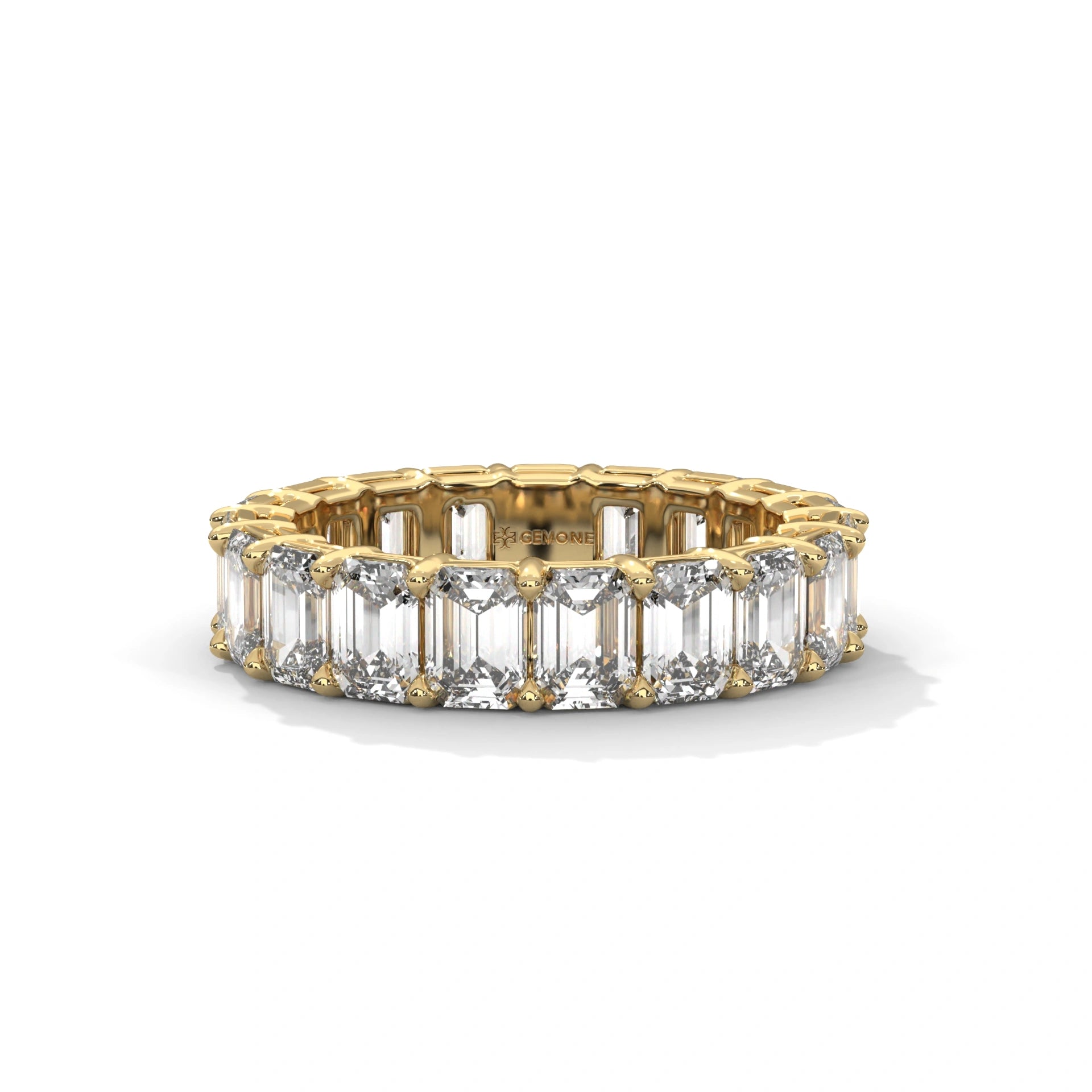 6.38 Ct Emerald Lab Diamond Eternity Band Yellow Gold 18K Yellow Gold Natural Diamond