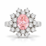 6.59 Carat Oval Pink Diamond Sunflower Halo Engagement Ring