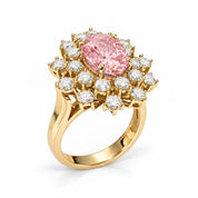 6.59 Carat Oval Pink Diamond Sunflower Halo Engagement Ring