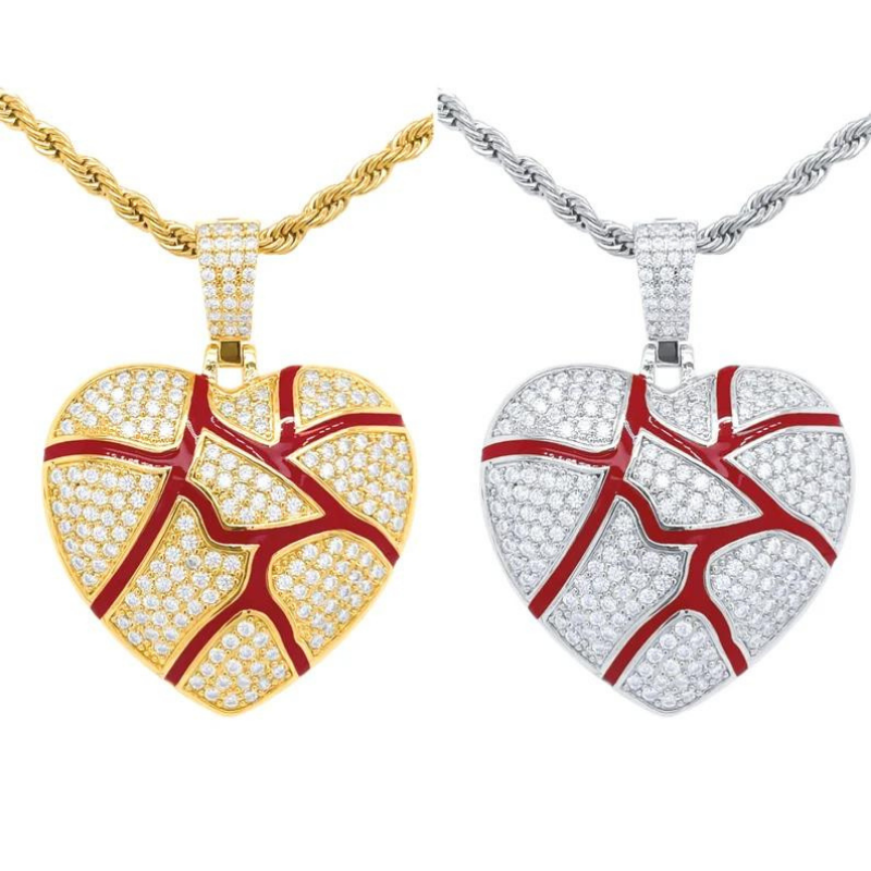 1.40 Ct Round Cut Pave Set Heart Broken Design Lab Diamond Pendant