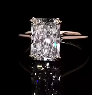 8.35 Ct Intense Pink Lab Grown Diamond Engagement Ring in 14k Rose Gold.