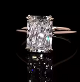 8.35 Ct Intense Pink Lab Grown Diamond Engagement Ring in 14k Rose Gold.