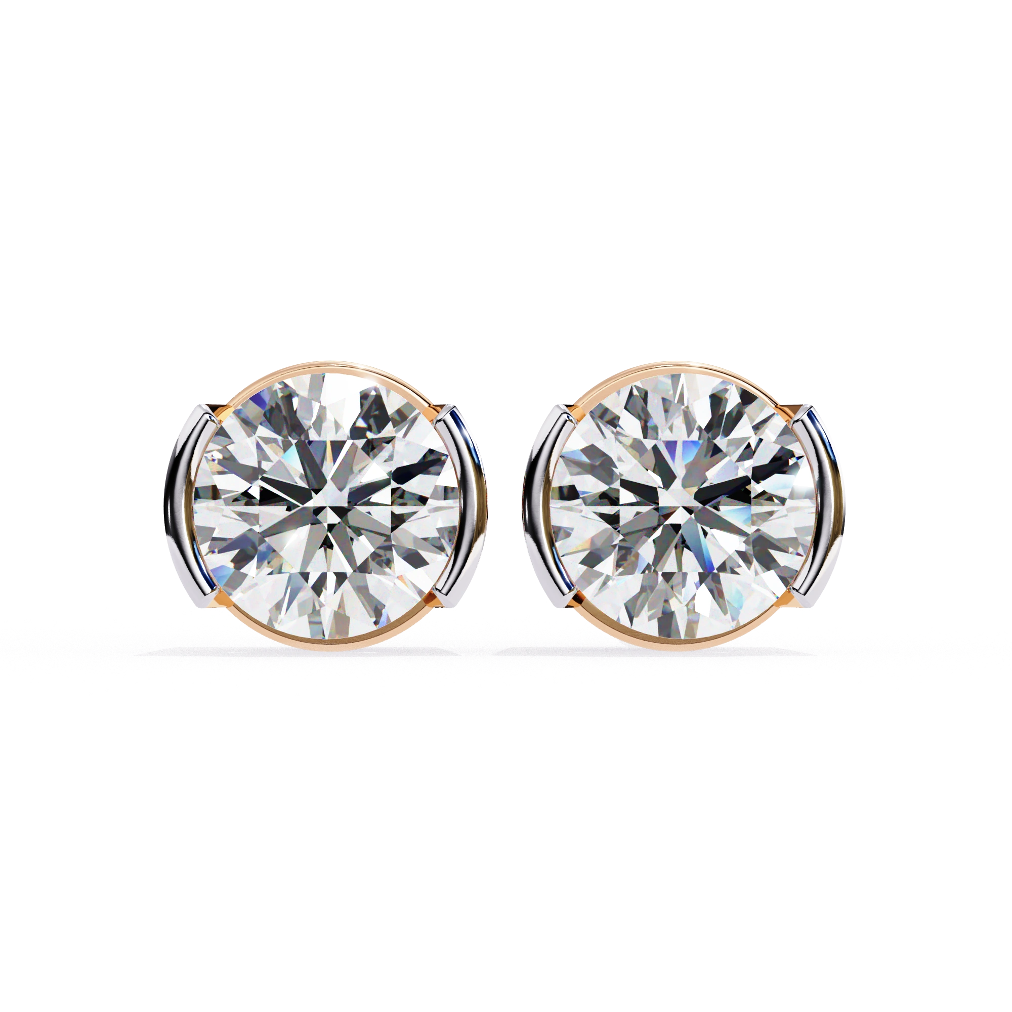 2.50 Carat Round Bezel Set Diamond Stud Earrings Lab Diamond