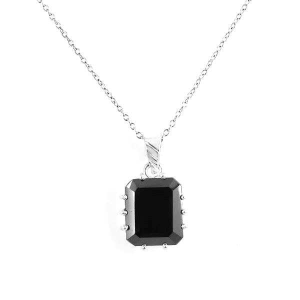 5 Ct Emerald Cut Solitaire Prong Set Black Diamond Pendant