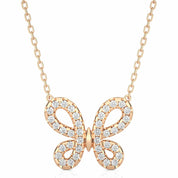 0.30 Carat Round Cut Channel Set Lab Diamond Butterfly Pendant In White Gold Rose