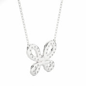 0.40 Carat Round Cut Prong Setting Butterfly Diamond Necklace In White Gold