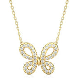 0.40 Carat Round Cut Prong Setting Butterfly Diamond Necklace In White Gold