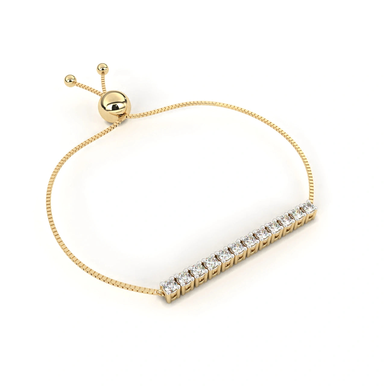 0.42 Carat Diamond Bar Slider Bracelet in Gold Adjustable Design