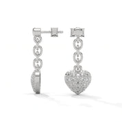 0.44 Carat Diamond Drop Earrings with Heart Earrings Design