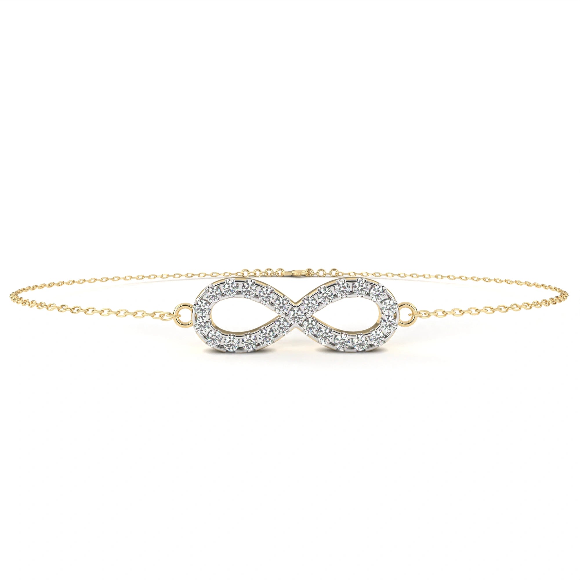 0.63 Carat Diamond Infinity Bracelet in Gold for Women 18K Yellow Gold Natural Diamond