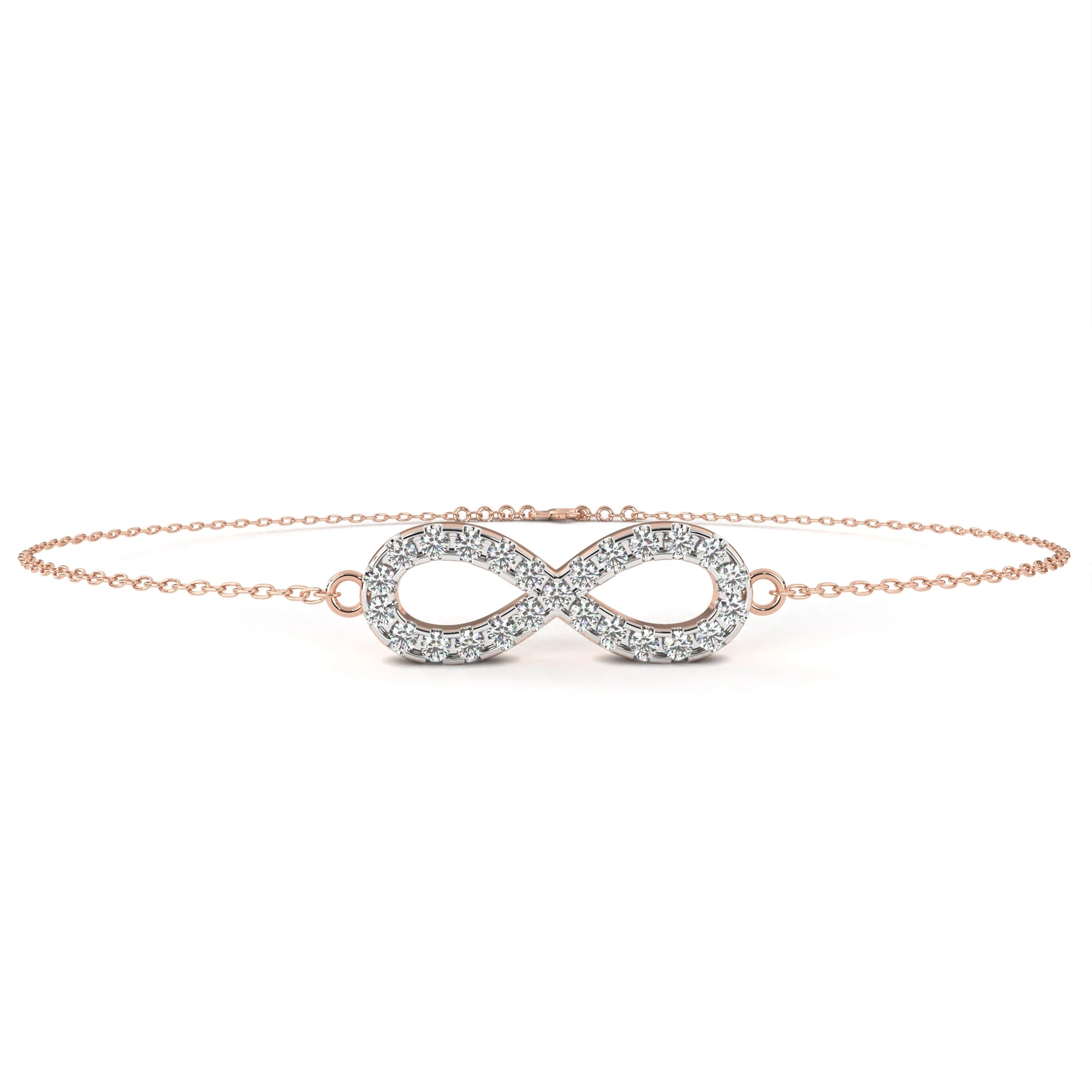 0.63 Carat Diamond Infinity Bracelet in Gold for Women 18K Rose Gold Natural Diamond