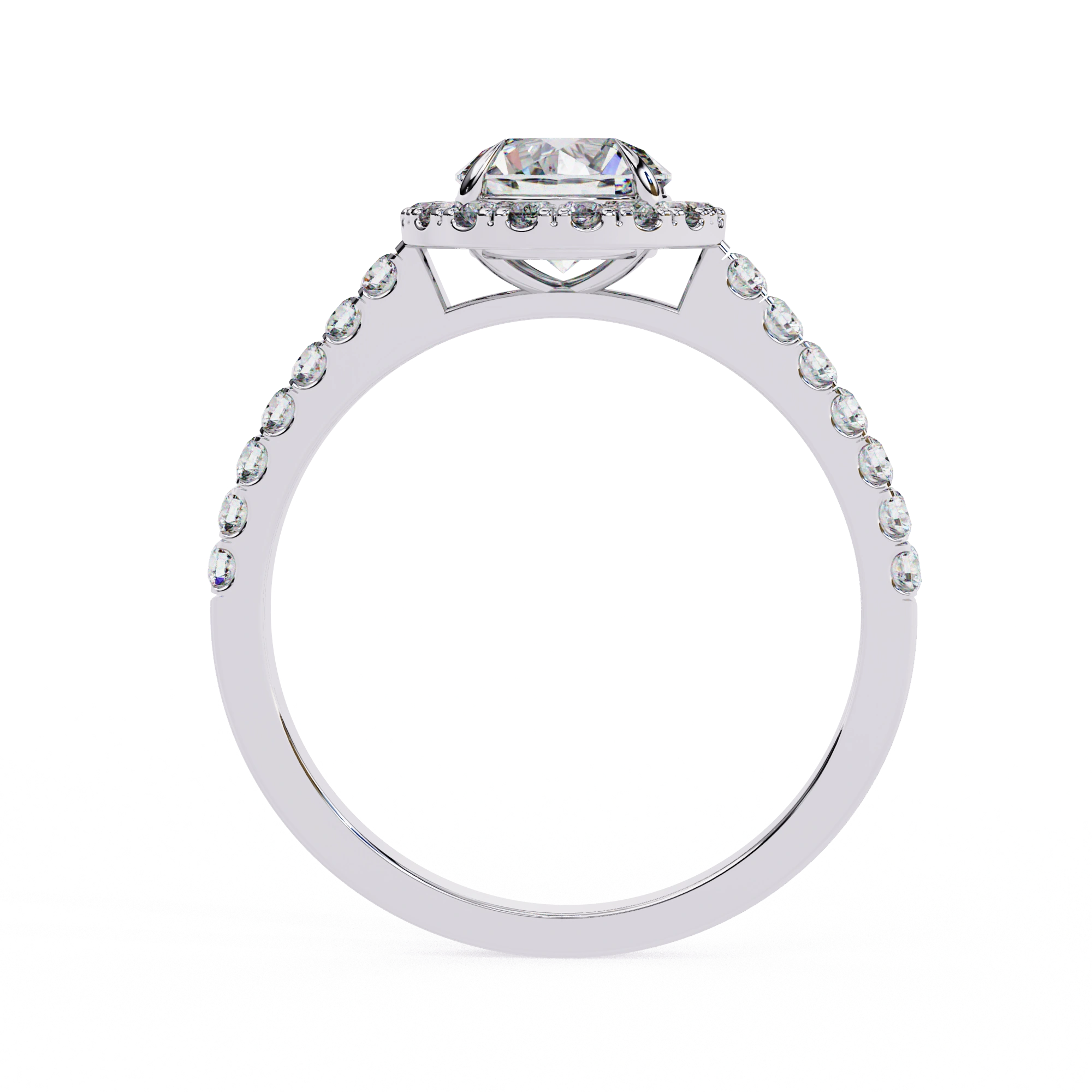1.78 Ct Halo Diamond Ring Lab Created With Accent Stones