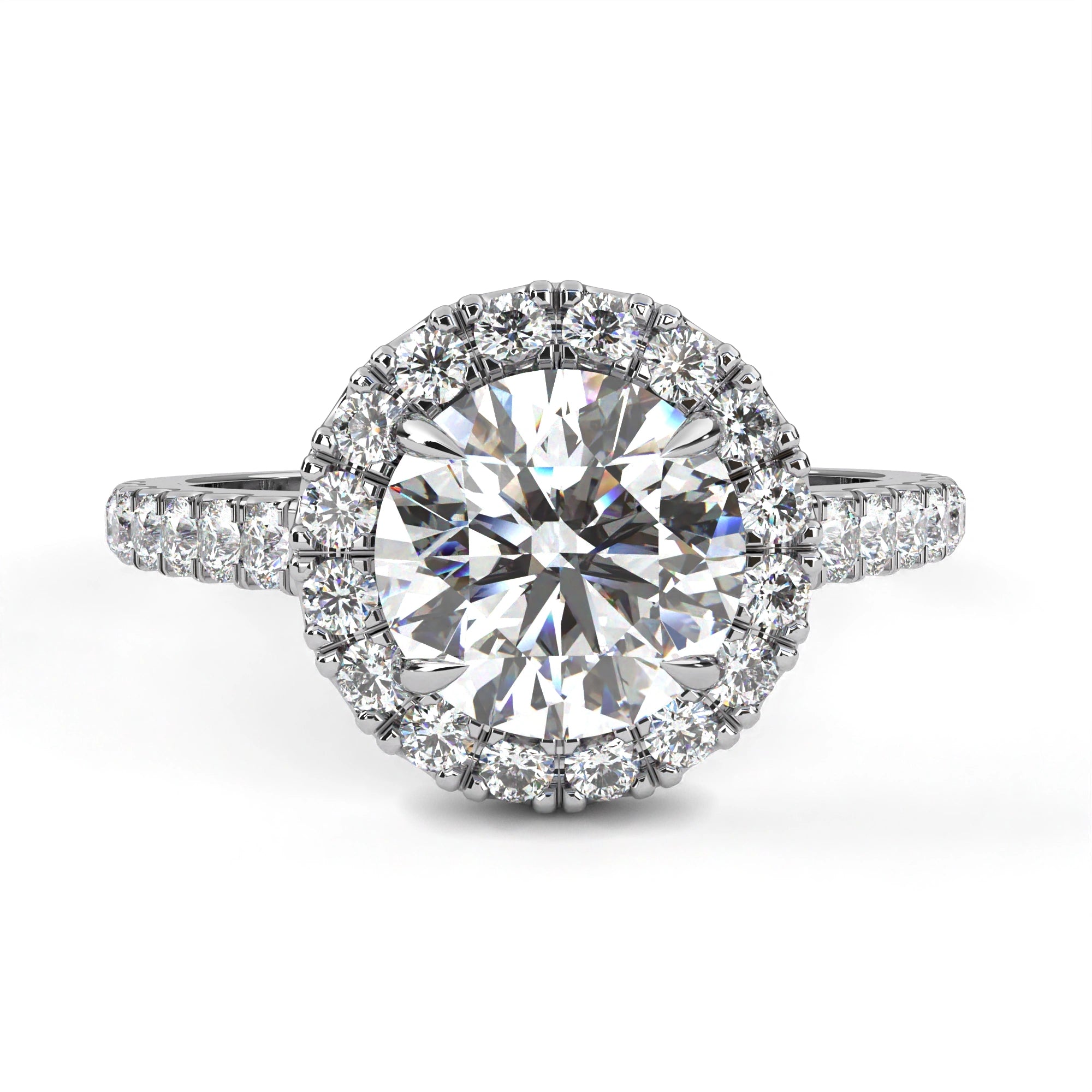 1.78 Ct Halo Diamond Ring Lab Created With Accent Stones Lab Diamond