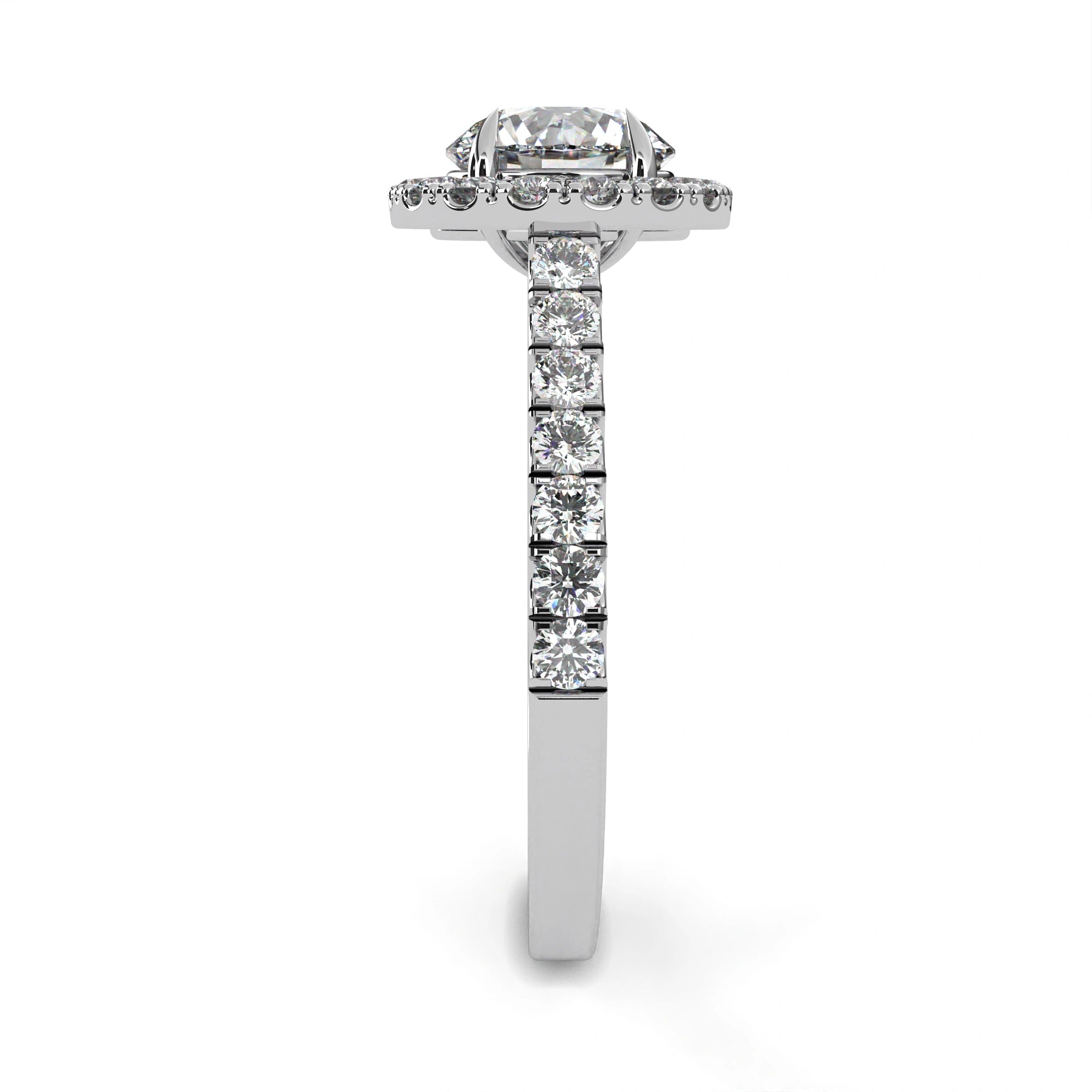 1.78 Ct Halo Diamond Ring Lab Created With Accent Stones