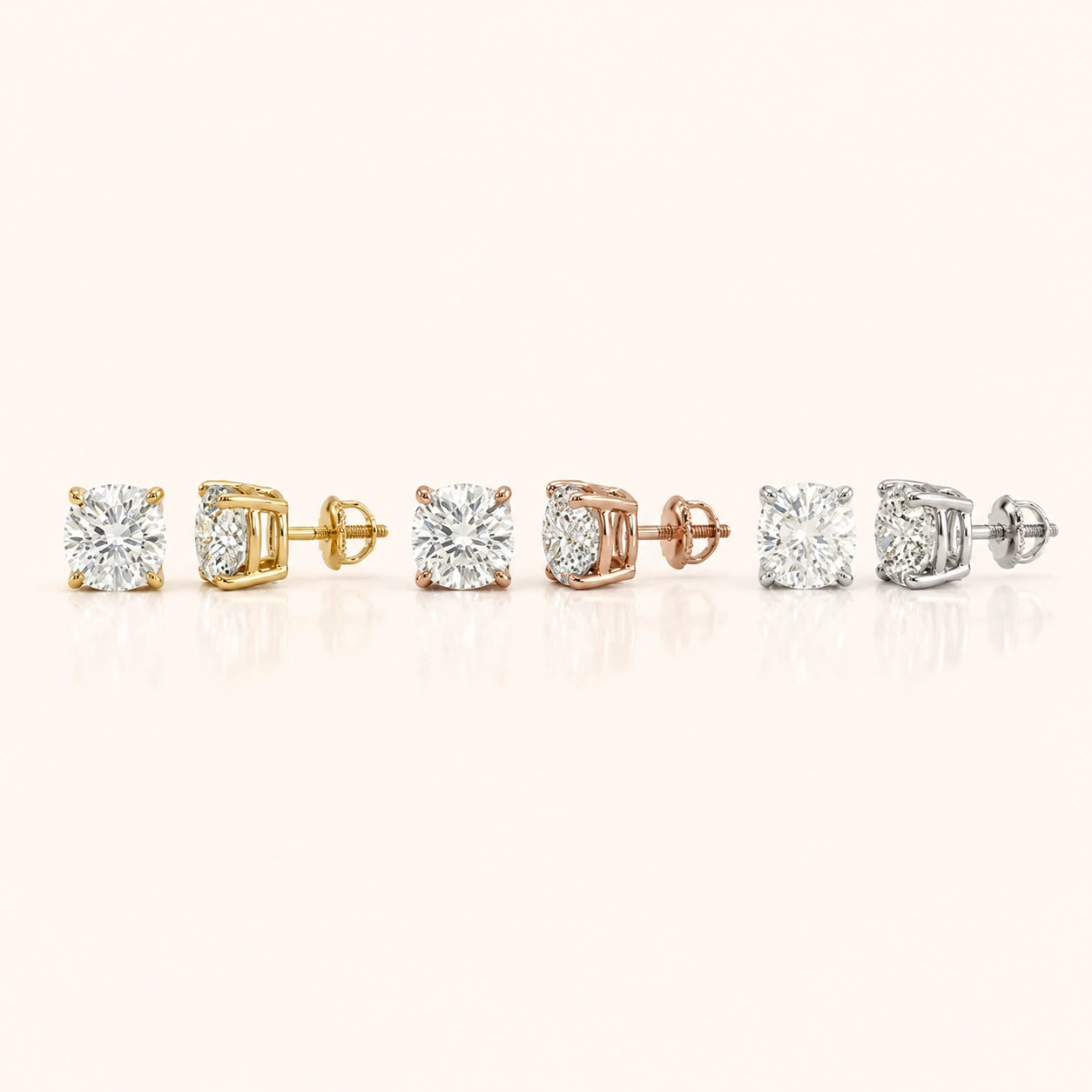 0.50 CT to 5 CT Cushion Cut Diamond Earrings