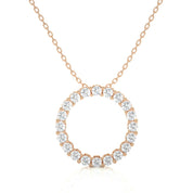 1.65 Ct Pave Set Eternity Circle Lab Diamond Pendant In White Gold Rose