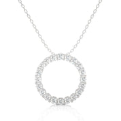 Round Shape Lab Diamond Prong Set Eternity Circle Necklace In White Gold