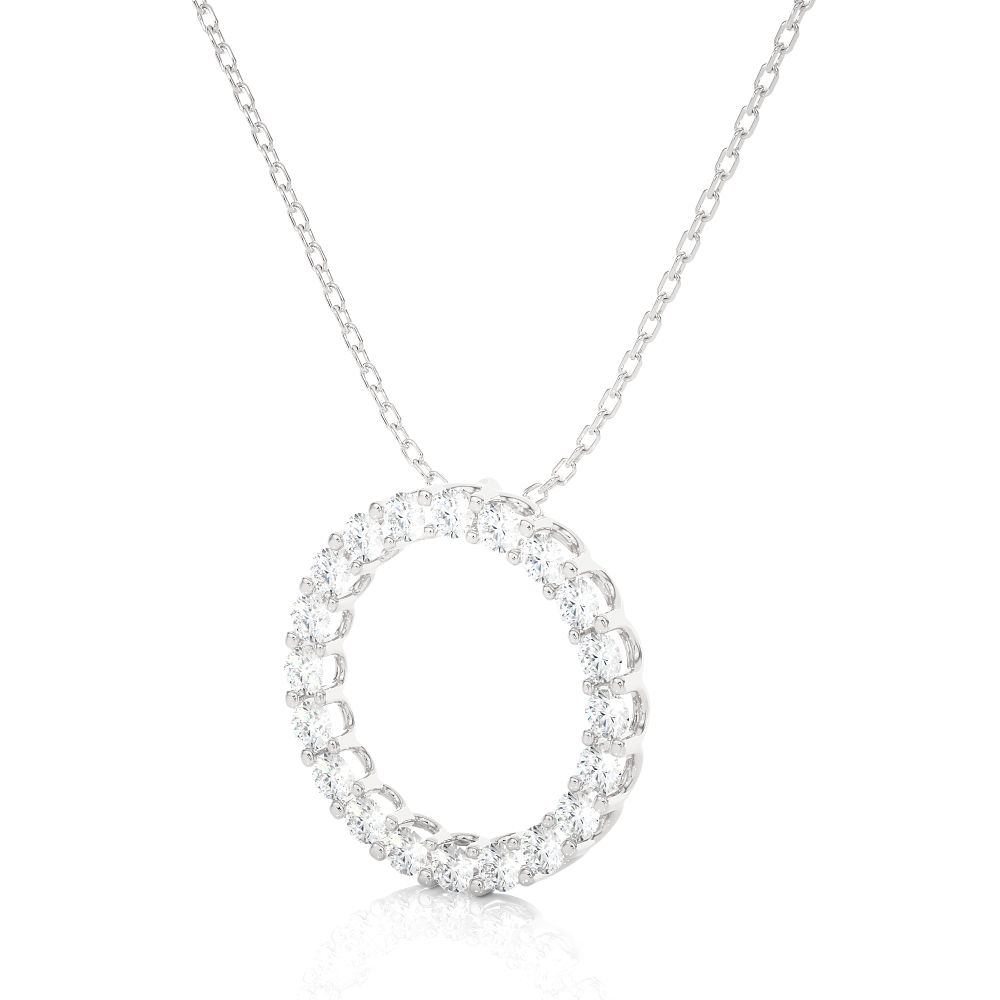Round Shape Lab Diamond Prong Set Eternity Circle Necklace In White Gold
