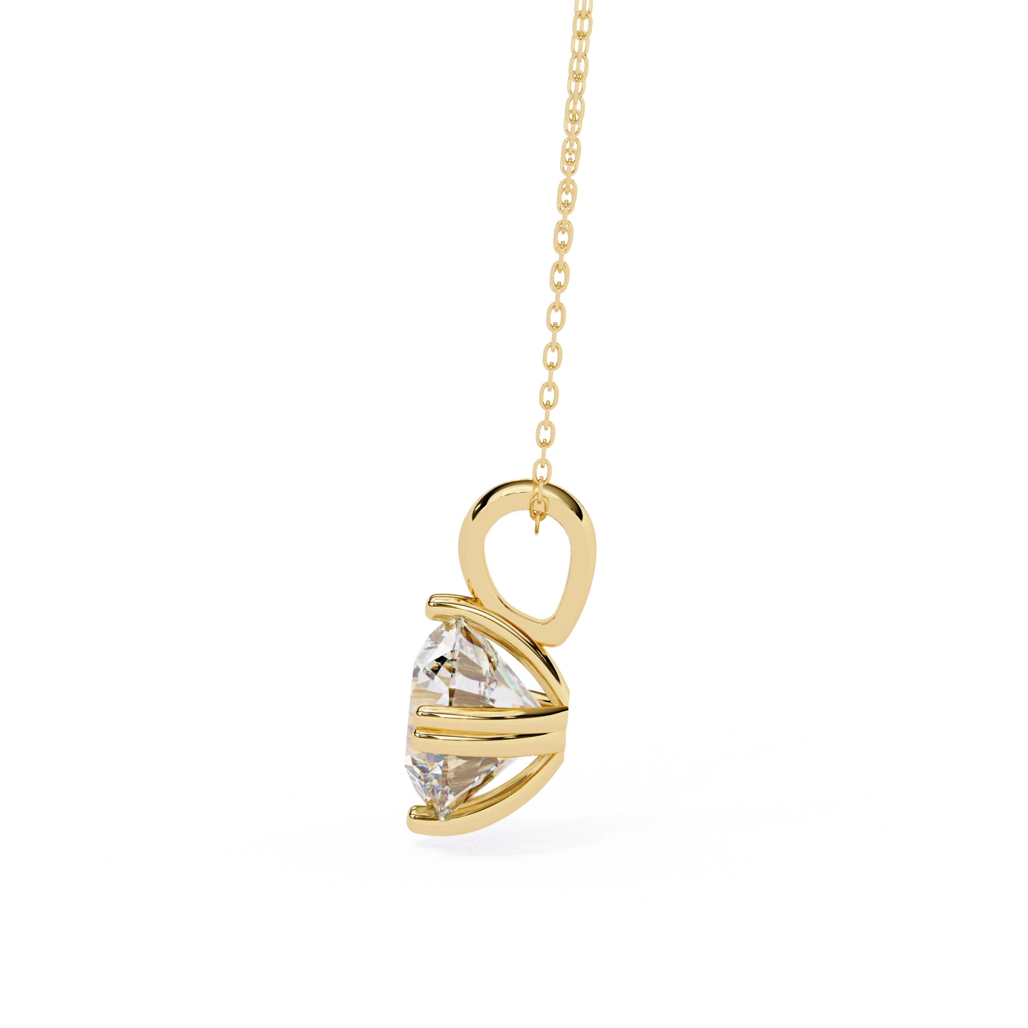2 Ct Classic Round Cut Diamond Necklace Yellow Gold