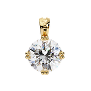 2.43 Ct Round Lab Diamond Crown Basket Pendant Yellow Gold