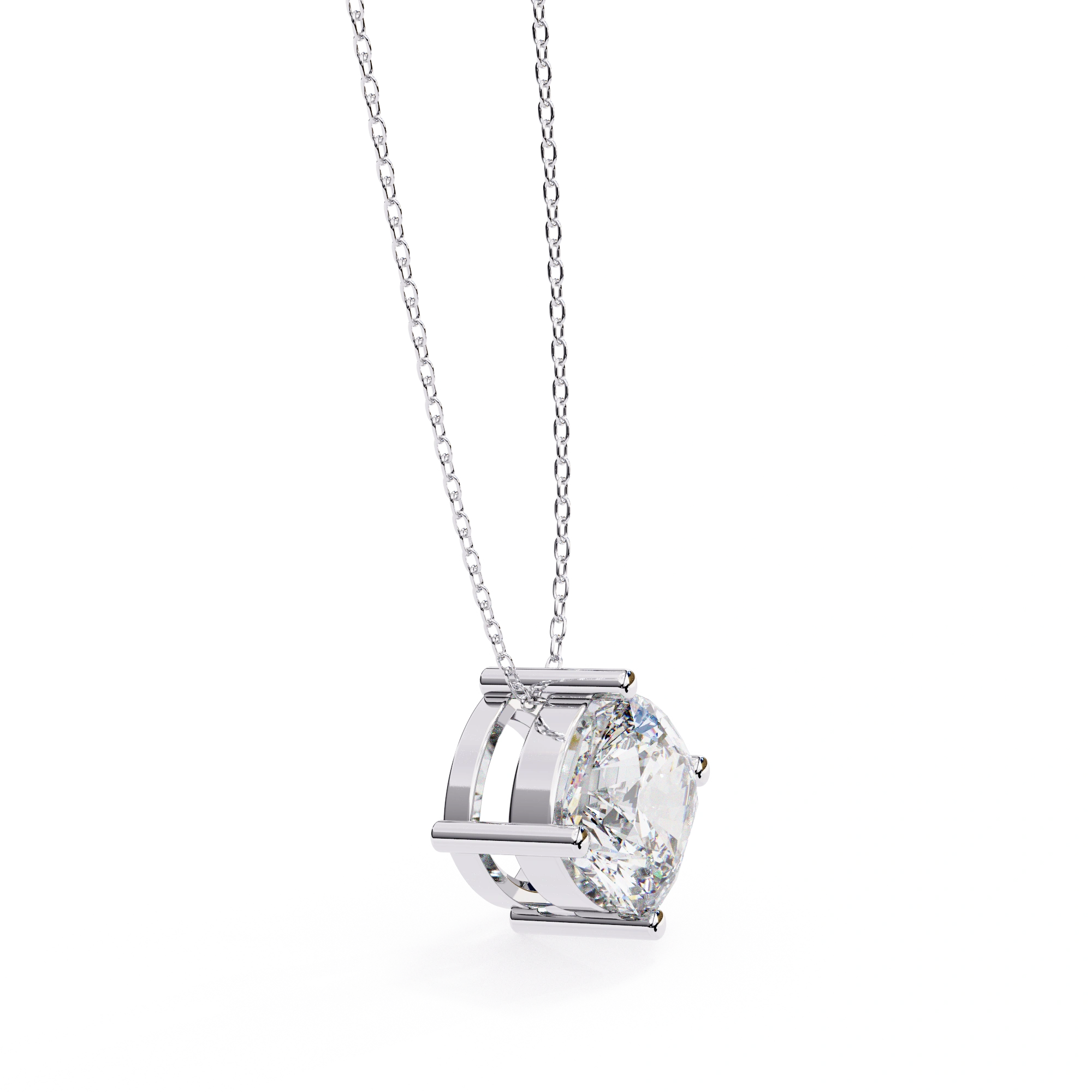2 Ct Cushion Cut Diamond Solitaire Pendant Necklace in White Gold