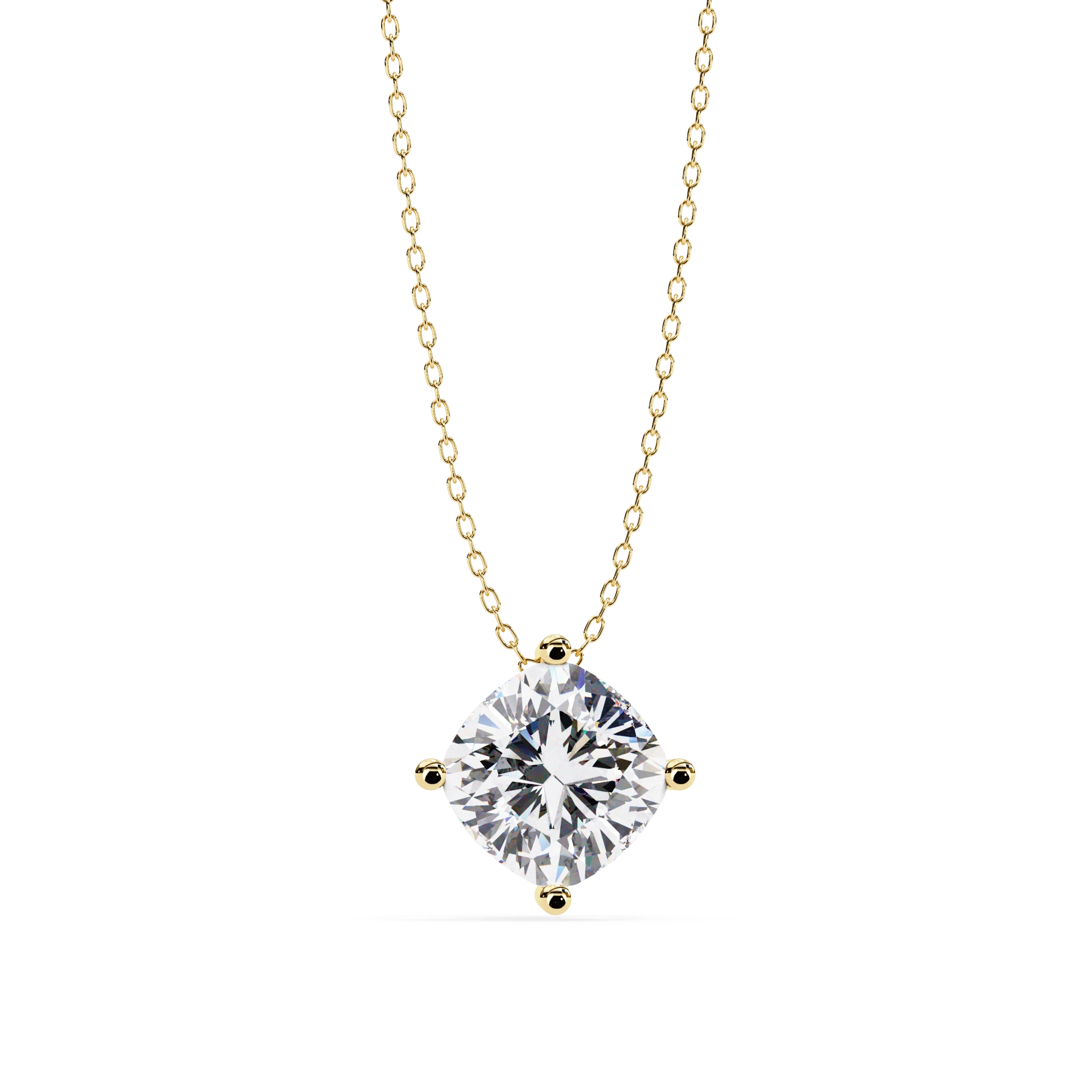 2 Ct Cushion Cut Diamond Solitaire Pendant Necklace in White Gold Lab Diamond