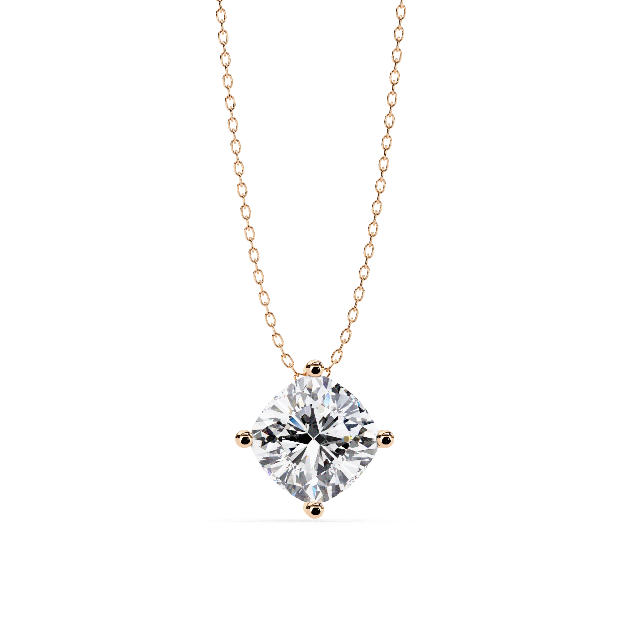 2 Ct Cushion Cut Diamond Solitaire Pendant Necklace in White Gold Lab Diamond