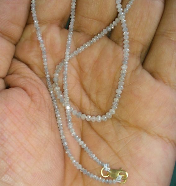 18 Inch Gray Diamond Beads Necklace