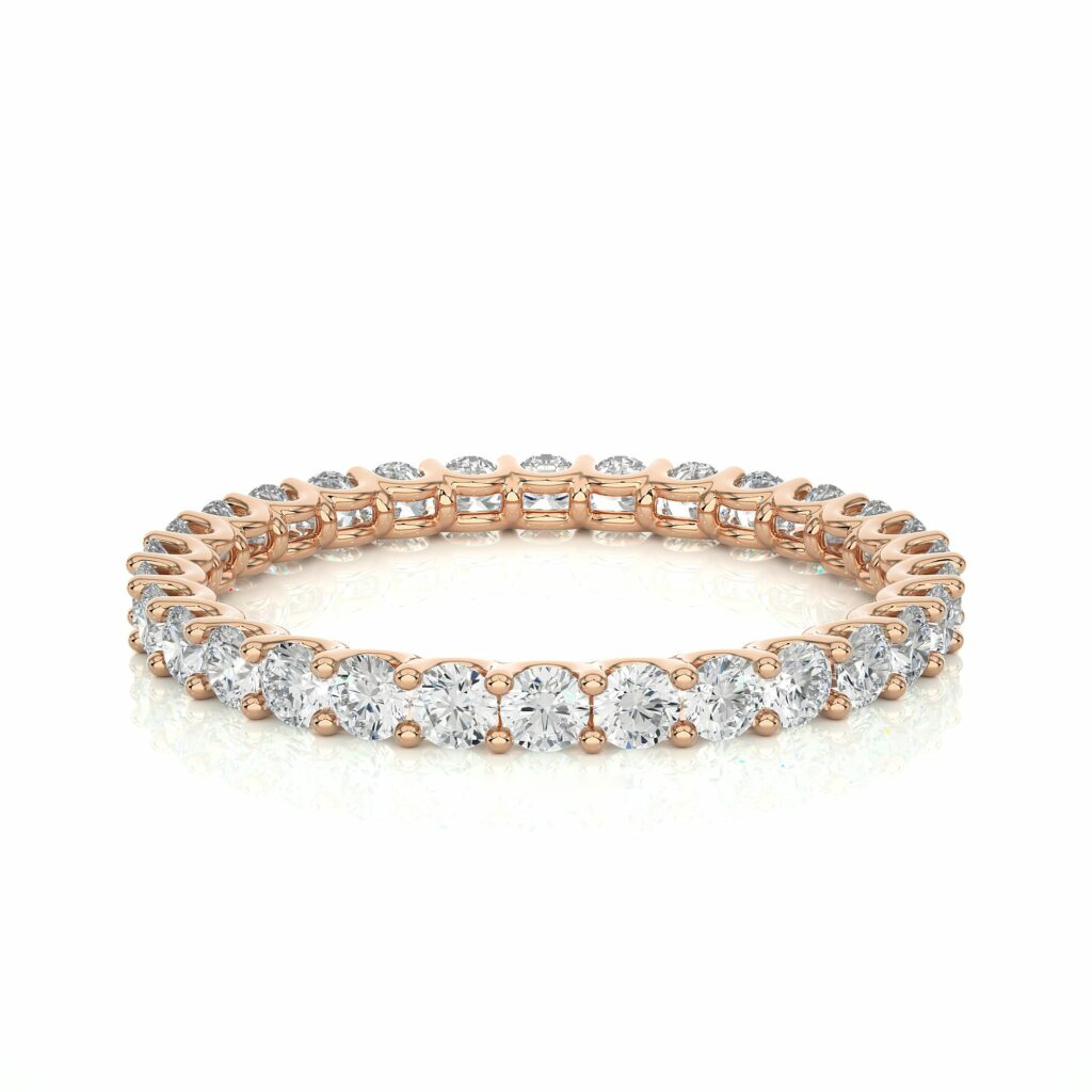 1.05 Ct Round Cut Shared Prong Diamond Eternity Band In Yellow Gold 18K Rose Gold Natural Diamond