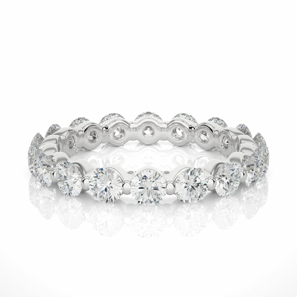 2.05 Carat Moissanite Bar Prong Eternity Wedding Band 14K In White Gold White Eternity Wedding Rings