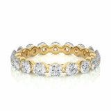 2 Carat Round Cut Bar Set Diamond Eternity Band In Yellow Gold