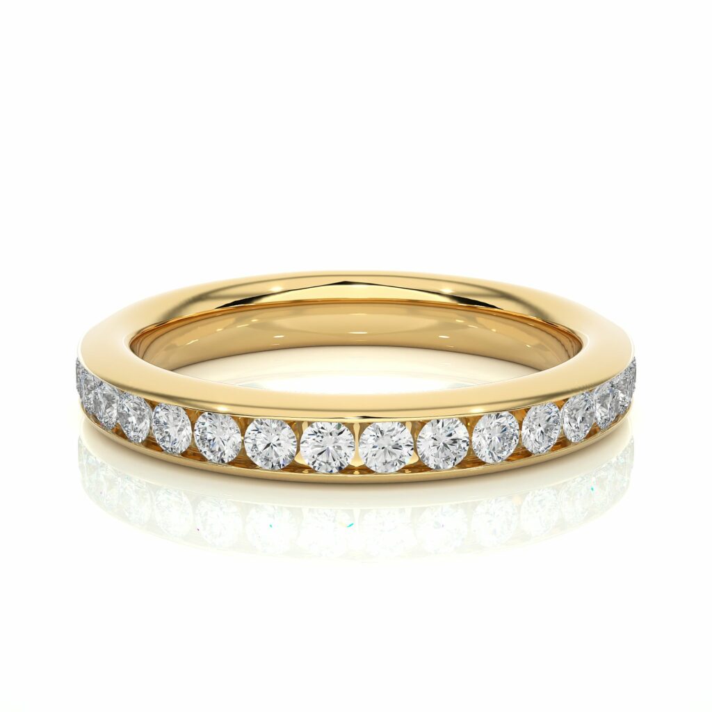 1Ct Round Channel Set Lab Diamond Eternity Wedding Band White Gold Yellow
