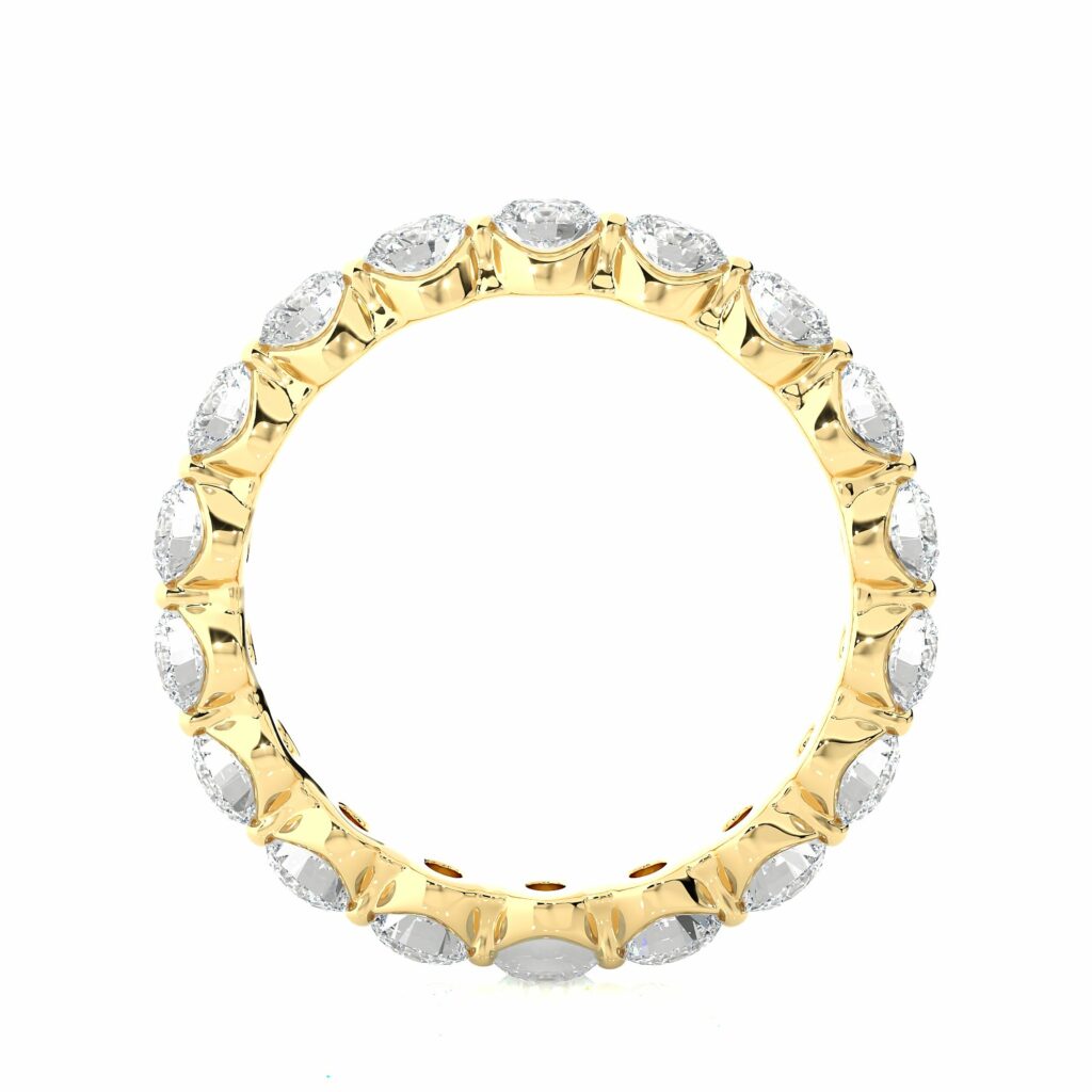 2 Carat Round Cut Bar Set Diamond Eternity Band In Yellow Gold
