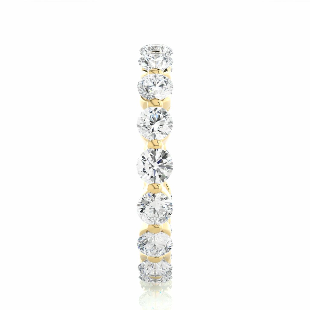 2 Carat Round Cut Bar Set Diamond Eternity Band In Yellow Gold