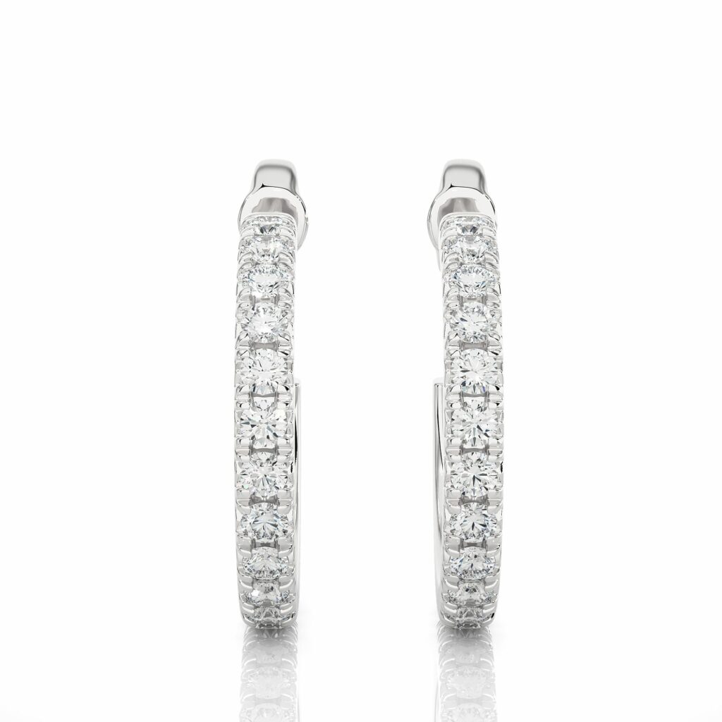 0.80 Carat Prong Setting J-Hoop Diamond Earrings In Yellow Gold 950 Platinum Natural Diamond
