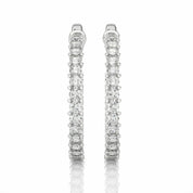1.00 Carat Round Cut Prong Setting Diamond Hoop Earrings In Rose Gold White
