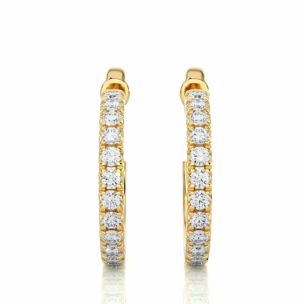 0.80 Carat Prong Setting J-Hoop Diamond Earrings In Yellow Gold 18K Yellow Gold Natural Diamond