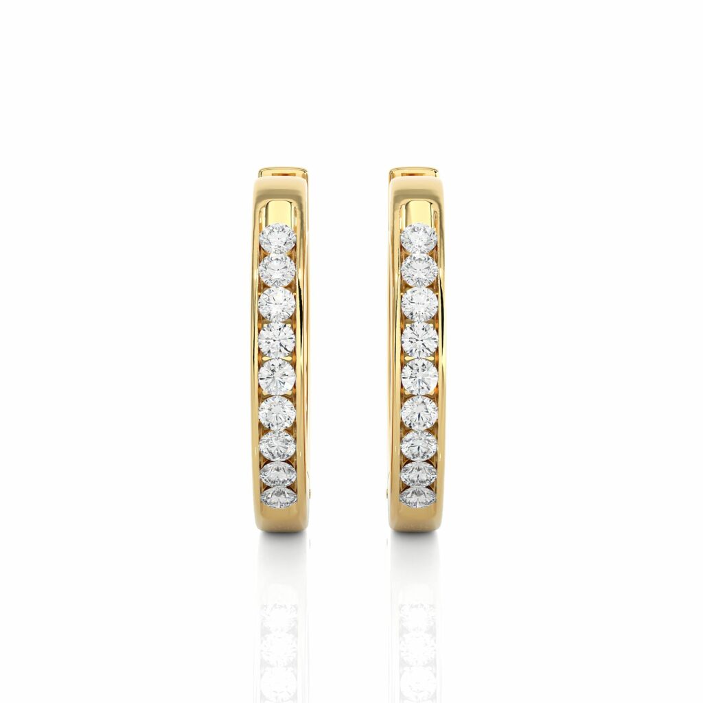 1 Carat Round Cut Channel Set Diamond Hoop Earrings In White Gold Yellow