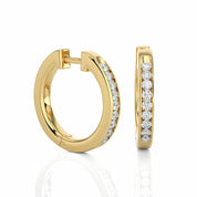 0.52 Ct Round Cut Bezel Setting Diamond Earrings In Yellow Gold