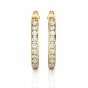 0.58 Carat Round Cut Channel Setting Diamond Hoop Earrings 18K Yellow Gold Natural Diamond