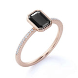 1.22 CT Emerald Cut Bezel Setting Solitaire Black Diamond Ring
