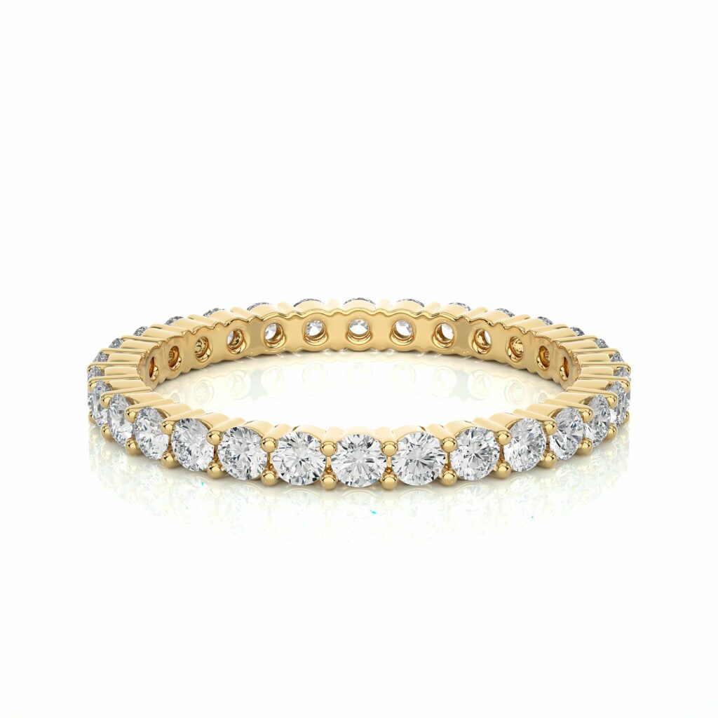 0.90 Ct Round Cut Pave Set Lab Diamond Eternity Wedding Band In White Gold Yellow