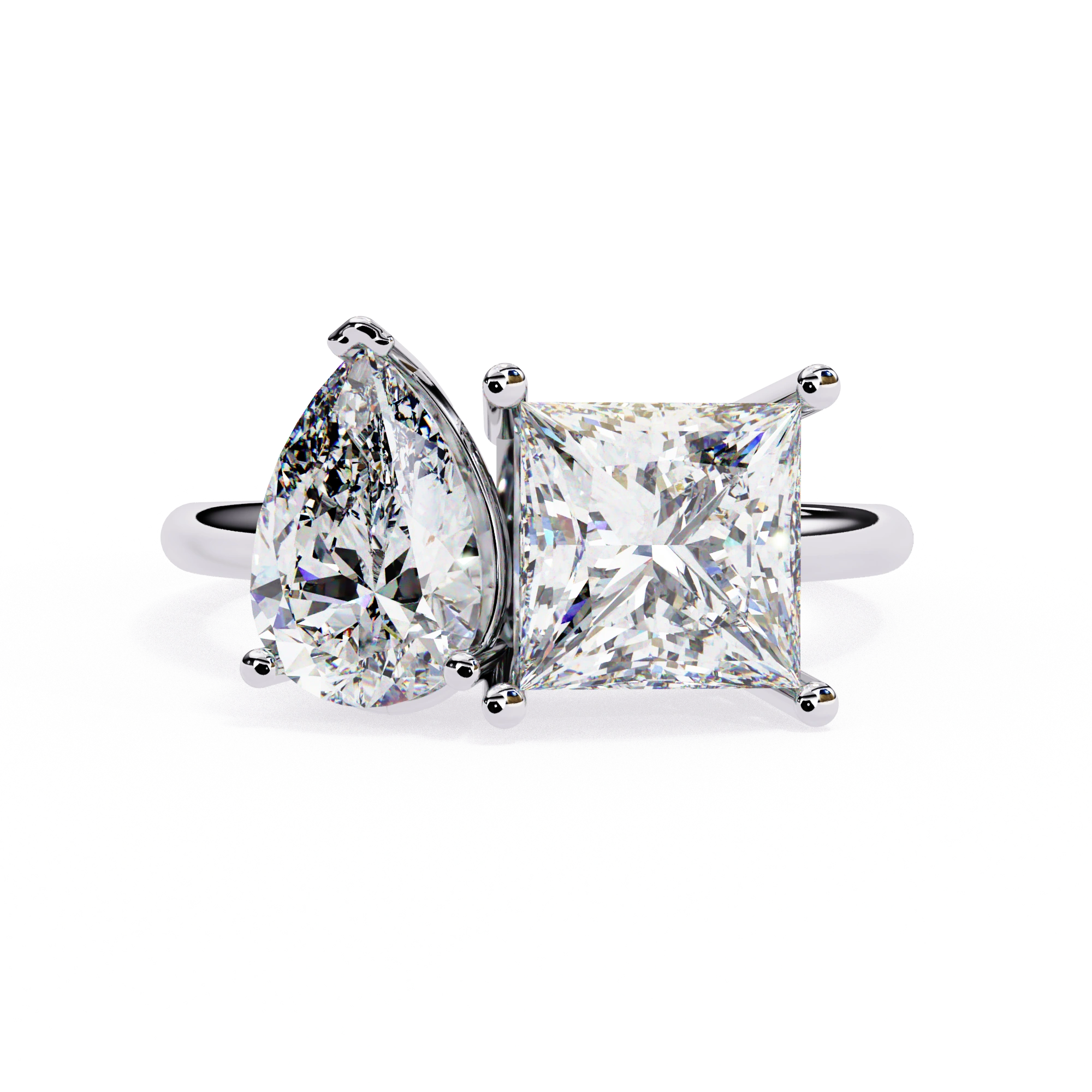 3.71 Ct Lab Created Diamond Rings Toi Et Moi Double Stone Rings Lab Diamond