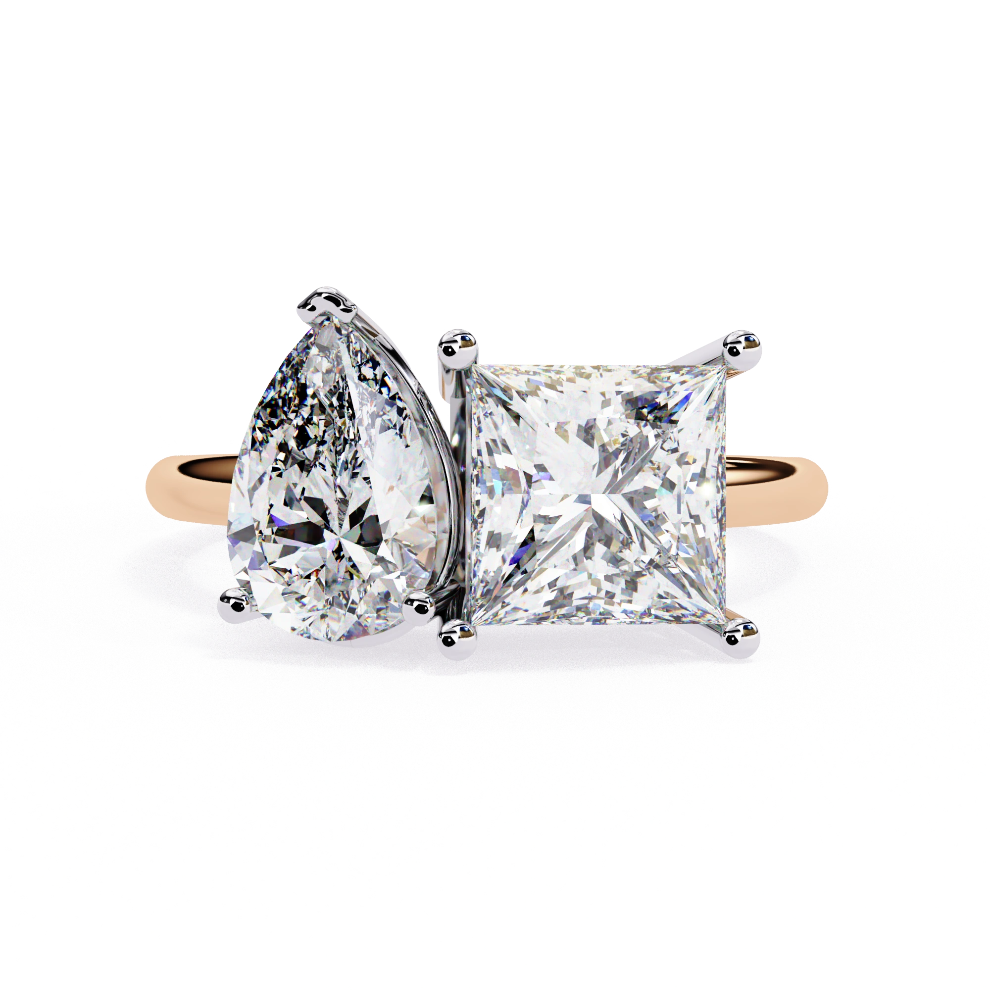 3.71 Ct Lab Created Diamond Rings Toi Et Moi Double Stone Rings Lab Diamond