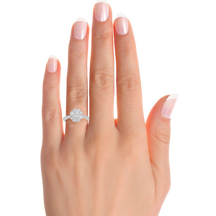 Round Lab Made Diamond Floral Halo Engagement Ring