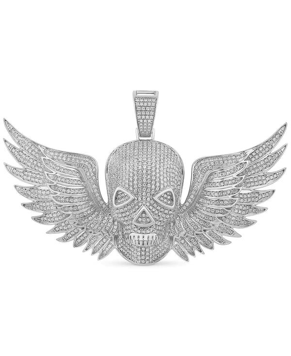 3.20 Ct Round Cut Flying Skull Lab Diamond Pendant 950 Platinum Natural Diamond