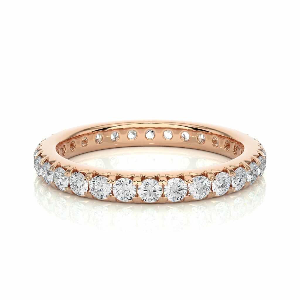 1.05 Carat Round Cut French Setting Diamond Eternity Band In Rose Gold 950 Platinum Natural Diamond