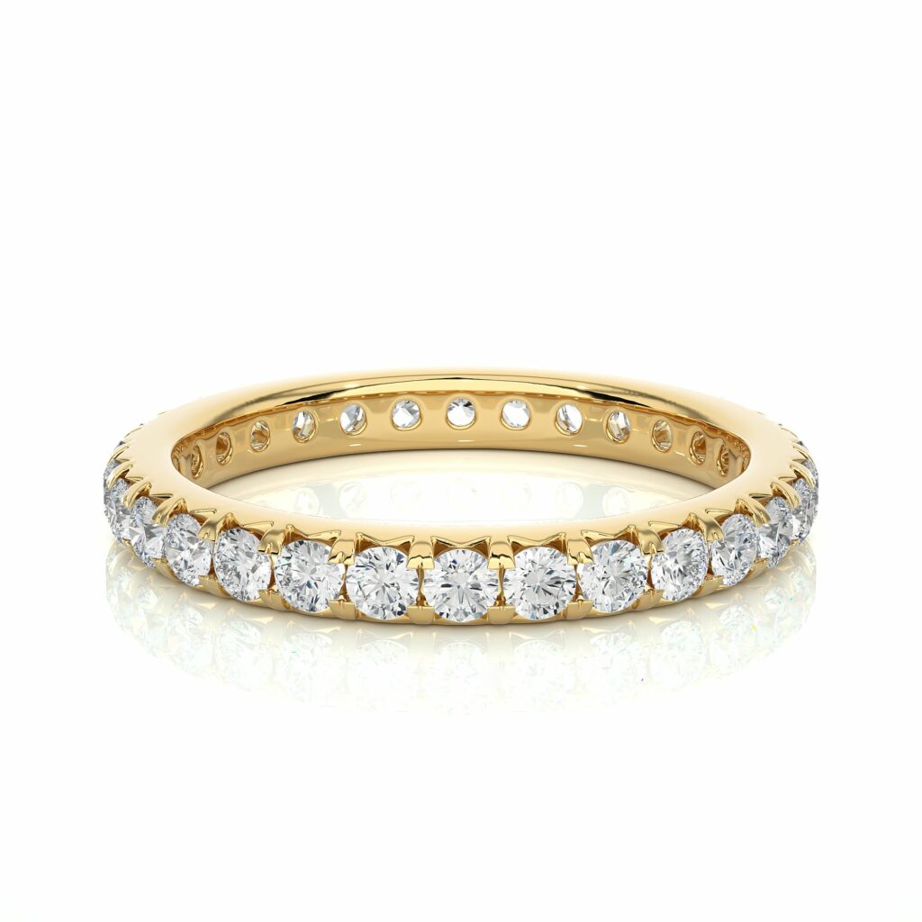 1.05 Carat Round Cut French Setting Diamond Eternity Band In Rose Gold 18K Yellow Gold Natural Diamond