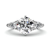 3.75 Ct Three Stone Lab Diamond Ring with Pear Side Stones Lab Diamond